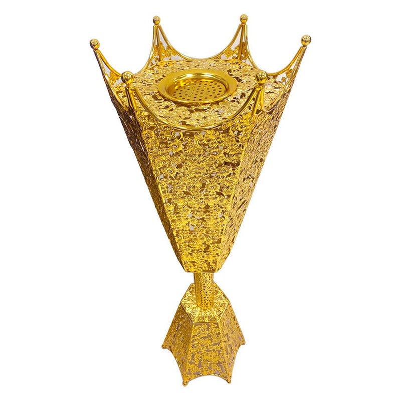 مبخر عود كبير مع ثبات معزز وتصميم معدني معقد للمساحات الكبيرة